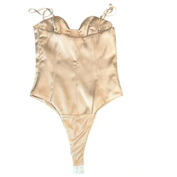 Zara Cream Satin Bodysuit NWOT - Picture 10 of 14